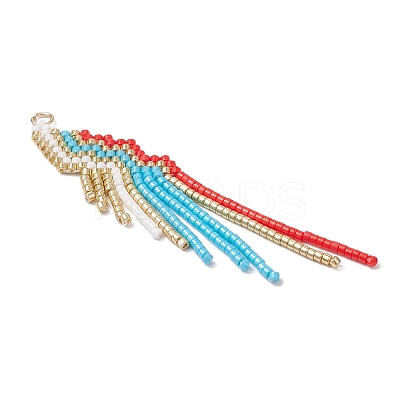 Glass Seed Beaded Tassels Pendants PALLOY-MZ00659-01-1