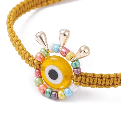 Big Evil Eye Braided Bead Bracelet BJEW-JB07109-02-1