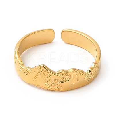 Ion Plating(IP) 304 Stainless Steel Mountain Open Cuff Ring for Women RJEW-E063-09G-1