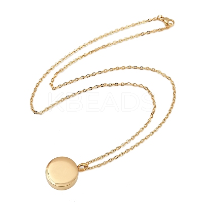 304 Stainless Steel Flat Round Pendant Pet Urn Ashes Necklaces LS-NJEW-S455-01G-1