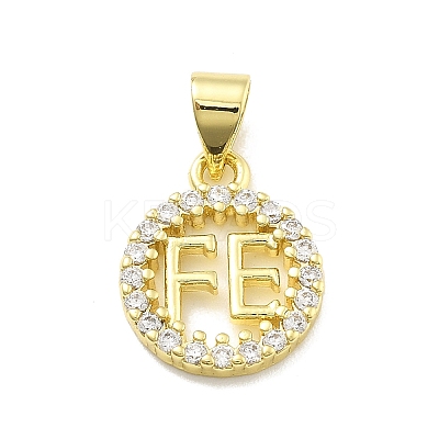 Rack Plating Brass Micro Pave Cubic Zirconia Pendants KK-D359-31G-1