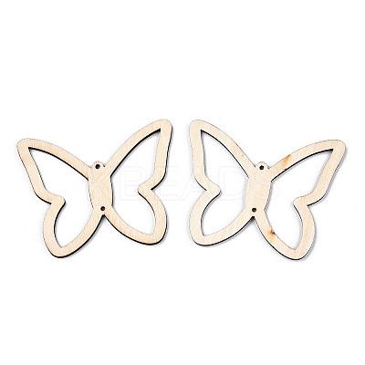 Unfinished Natural Poplar Wood Connector Charms WOOD-TAC0012-15-1