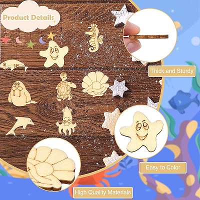 50 Pcs Unfinished Blank Wooden Slices for Painting Arts WOOD-CJC0011-17B-1