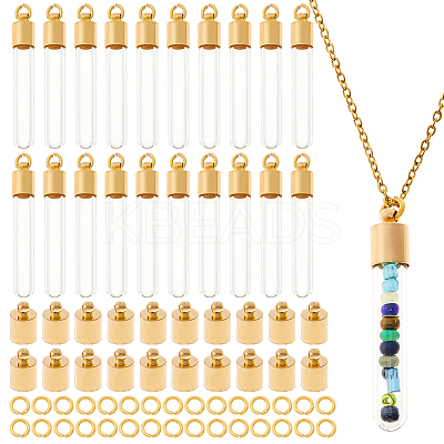 DIY 304 Stainless Steel & Glass Bottle Pendant Necklace Making Kits DIY-HS0001-51G-1