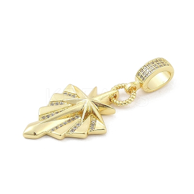 Brass Micro Pave Clear Cubic Zirconia Star European Dangle Charms KK-Z090-02G-1