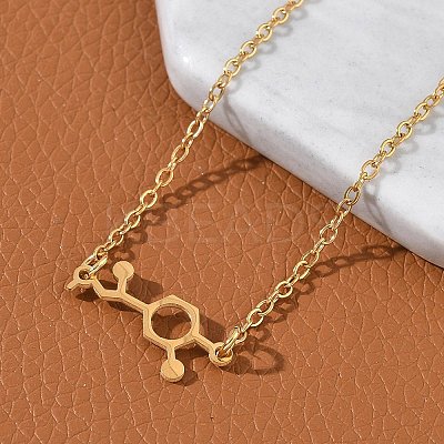 304 Stainless Steel Chemical Symbol Pendant Necklaces NJEW-Z073-03G-03-1