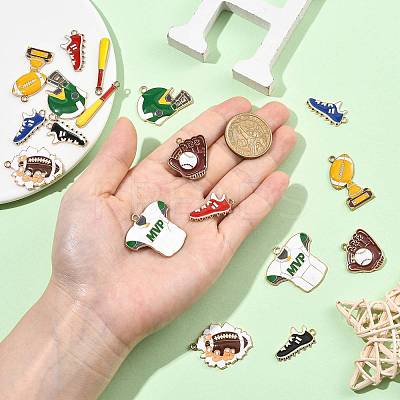 18Pcs 8 Styles Alloy Enamel Pendants ENAM-FS0004-18-1