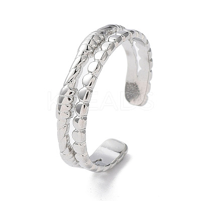 Non-Tarnish 304 Stainless Steel Double Line Open Cuff Rings RJEW-D006-06P-1