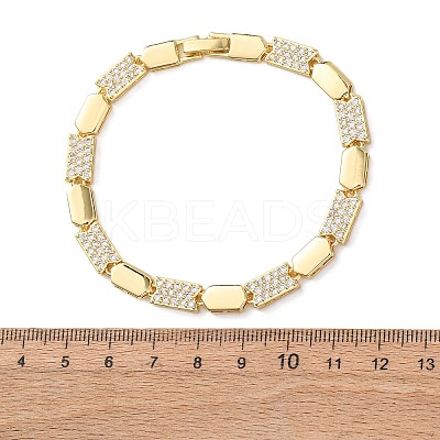 Brass Micro Pave Clear Cubic Zirconia Link Chain Bracelets for Women BJEW-F530-01G-1