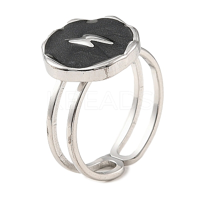 304 Stainless Steel Enamel Open Cuff Rings for Women RJEW-F166-41P-02-1