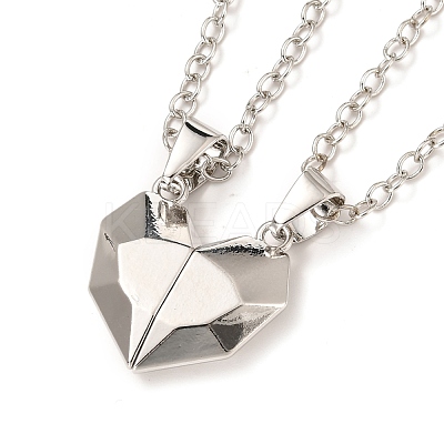 Rack Plating Alloy Heart Pendant Necklaces Sets NJEW-B081-08C-1