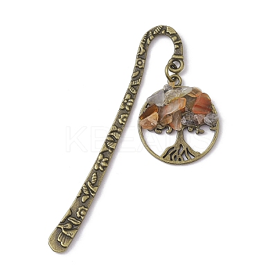 8Pcs 8 Styles Tibetan Style Alloy Bookmarks AJEW-JK00301-1