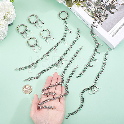10Pcs 10 Styles 201 Stainless Steel Cuban Link Shoes Chain HJEW-GO00119-1