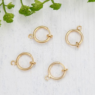 Brass Clip-on Hoop Earring Findings LS-KK-P102-01G-1