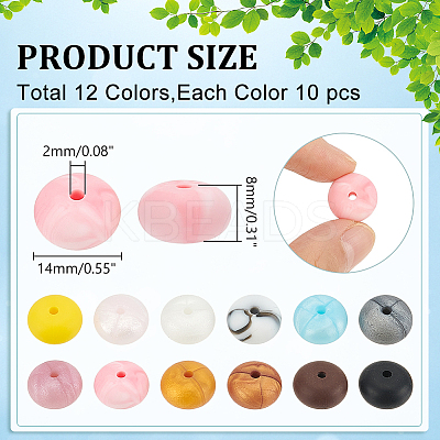 120Pcs Flat Round Food Grade Eco-Friendly Silicone Beads SIL-WR0001-04B-1