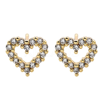 Heart Sparkling Cubic Zirconia Stud Earrings for Girl Women LS-EJEW-H126-18G-1