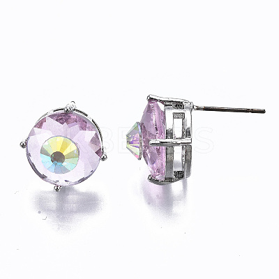 Brass Stud Earrings GLAA-S193-039A-P-1