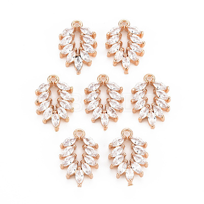 Rack Plating Brass Micro Pave Clear Cubic Zirconia Pendants KK-T060-33-RS-1