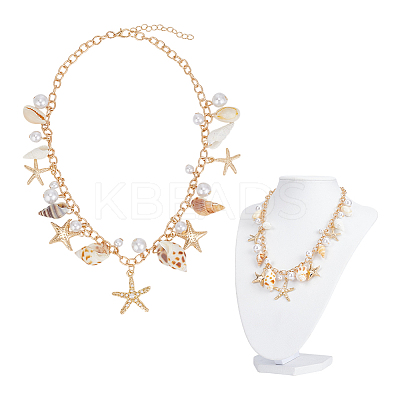 2Pcs Summer Beach Natural Shell & Resin Imitation Pearl Waist Chains AJEW-UN0002-13-1