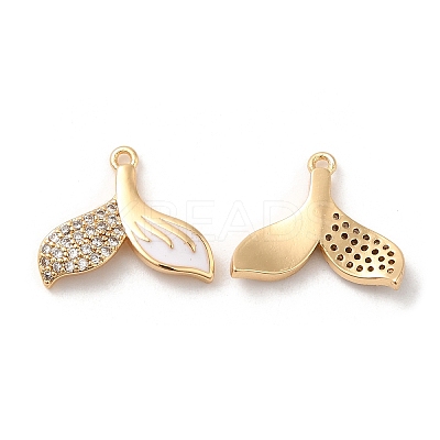 Brass with Clear Cubic Zirconia Enamel Charms KK-F860-57G-1
