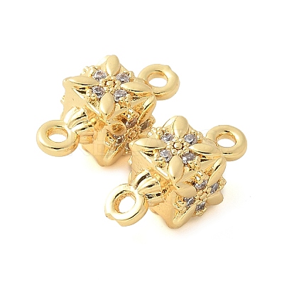 Brass Micro Pave Cubic Zirconia Connector Charms KK-U056-18G-1