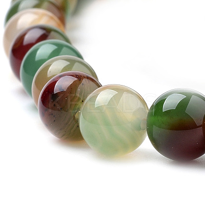 Natural Peacock Green Agate Beads Strands G-S259-16-12mm-1
