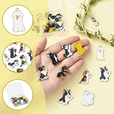 22Pcs 11 Styles Rack Plating Alloy Enamel Pendants FIND-FS0002-76-1
