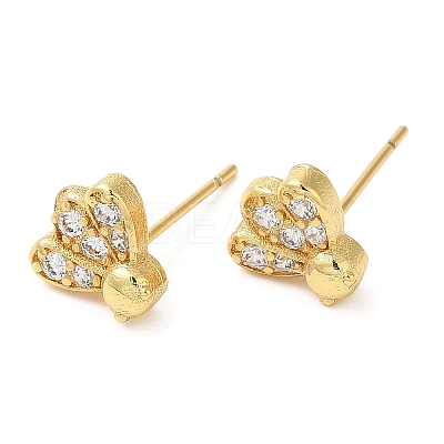 Rack Plating Brass Badminton Stud Earrings with Cubic Zirconia EJEW-D061-21G-1
