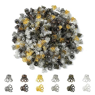 600PCS 6Colors Iron Bead Caps IFIN-YW0003-06-1