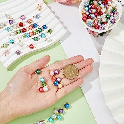 150Pcs 5 Colors Glass Imitation Pearl Connector Charms FIND-HY0001-86-1