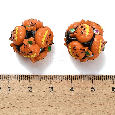 Halloween Theme Polymer Clay Rhinestone Beads with Resin RESI-Z045-02B-02-1