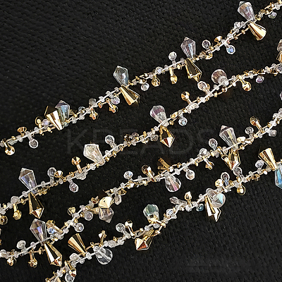 1 Roll Handmade Resin Teardrop Beaded Chains DIY-CN0003-52B-1