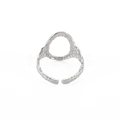 Non-Tarnish 304 Stainless Steel Open Oval Wide Cuff Ring for Women RJEW-S405-167P-1