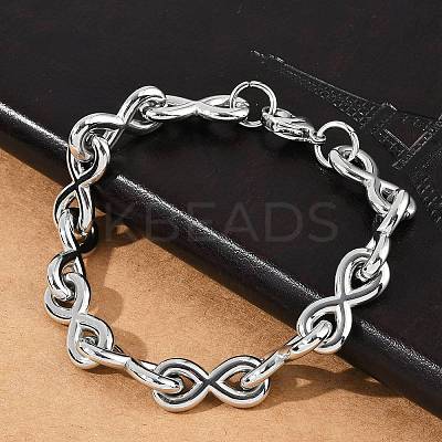 304 Stainless Steel Infinity Link Chain Bracelets for Women Men BJEW-F488-53C-P-1