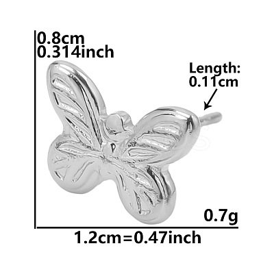 304 Stainless Steel Butterfly Stud Earrings for Women BE5708-3-1
