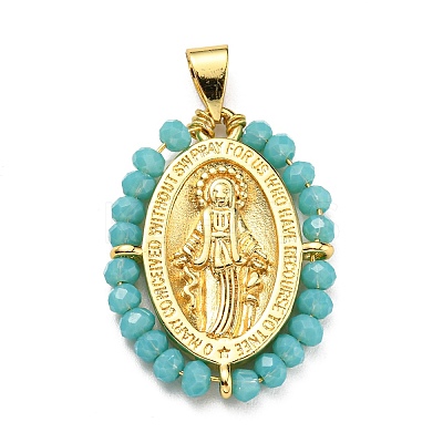 Brass with Glass Pendants KK-G472-04G-02-1