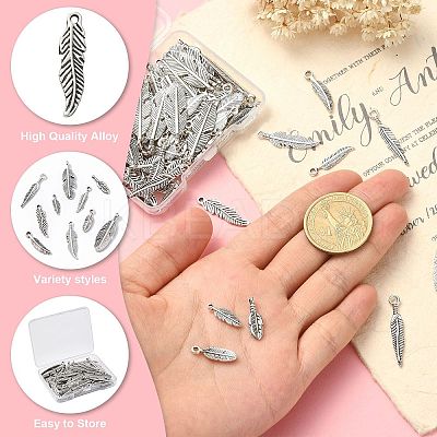 100Pcs 10 Styles Tibetan Style Alloy Pendants TIBEP-CJ0001-64-1