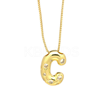 Brass Micro Pave Clear Cubic Zirconia Initial Pendant Necklaces FS-WGF17D9-08-1