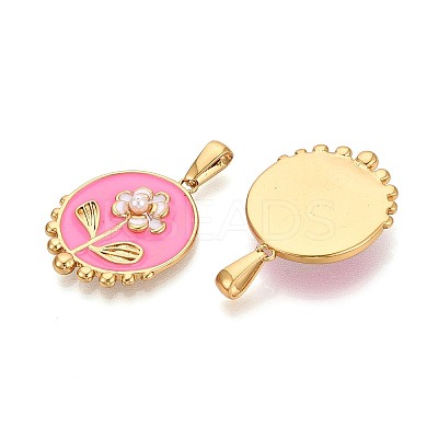 304 Stainless Steel & Enamel & ABS Imitation Pearl Pendants STAS-T072-94A-G-1