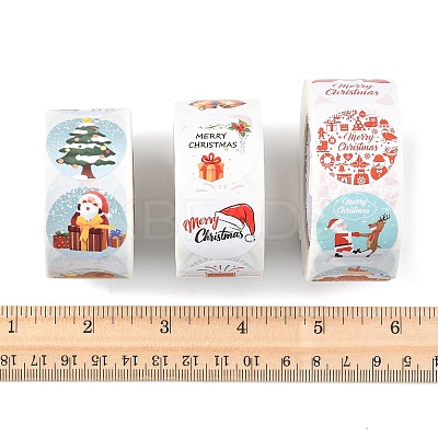 3 Rolls 3 Styles Christmas Round Dot Self Adhesive Paper Stickers Roll DIY-FS0010-32A-1