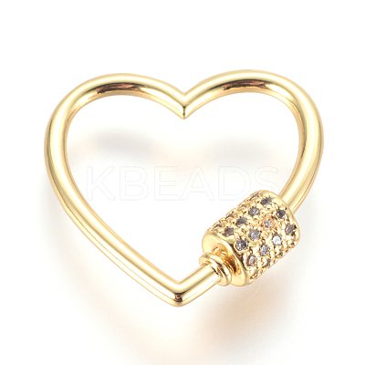 Brass Micro Pave Cubic Zirconia Screw Carabiner Lock Charms ZIRC-F105-16G-1