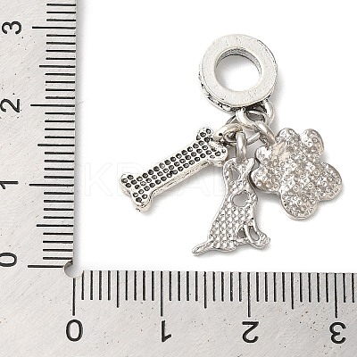 Rack Plating Alloy Crystal Rhinestone European Dangle Charms PALLOY-S189-20P-1