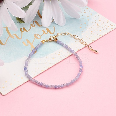 Faceted Natural Tanzanite Beaded Bracelets for Women BJEW-JB05928-01-1