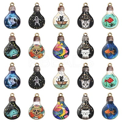 50Pcs 10 Styles Rack Plating Alloy Enamel Pendants ENAM-CJ0003-10-1