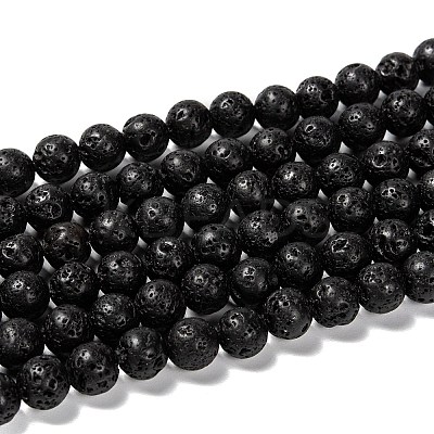 Natural Lava Rock Round Bead Strands LS-G-M169-8mm-03-1
