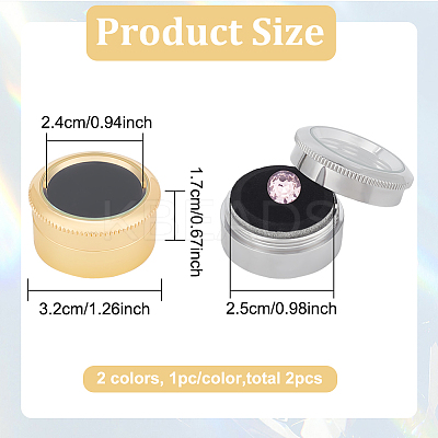 2Pcs 2 Colors Round Alloy Loose Diamond Storage Boxes CON-DR0001-03-1