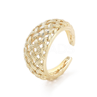 Hollow Tartan Cell Brass Open Cuff Ring for Women RJEW-Z055-05G-02-1