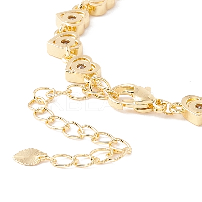 Clear Cubic Zirconia Heart Link Chains Bracelet BJEW-I301-05G-1