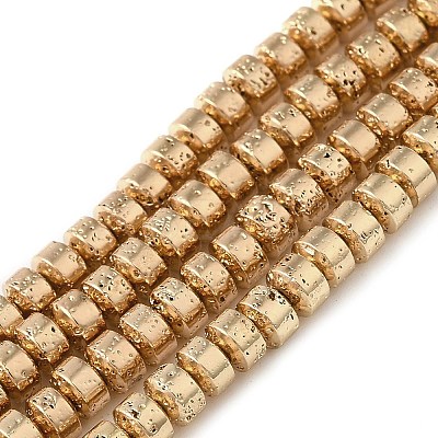 Electroplated Natural Lava Rock Beads Strands G-L606-C02-01C-1