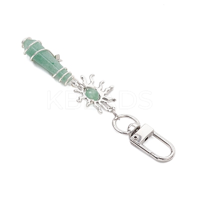 Copper Wire Wrapped Natural Gemstone Pointed Bullet Pendant Decorations HJEW-JM03103-1